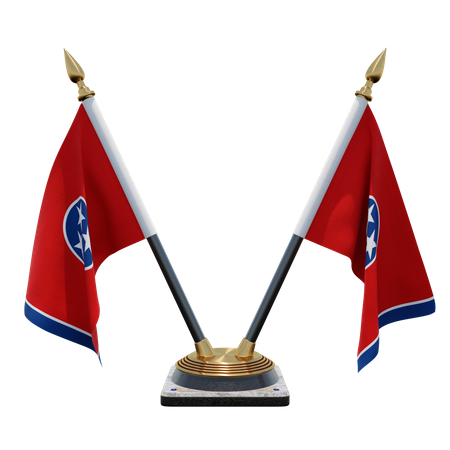 Tennessee Double (V) Desk Flag Stand  3D Icon