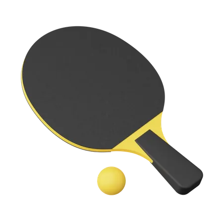 Batte et balle de tennis de table  3D Illustration