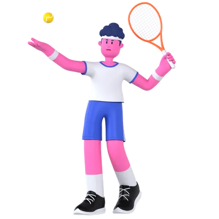 Tennis Player  3D Illustration