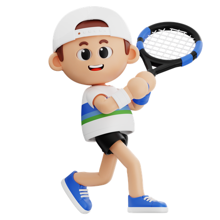 Tennis Player Hitting Hard  3D Icon