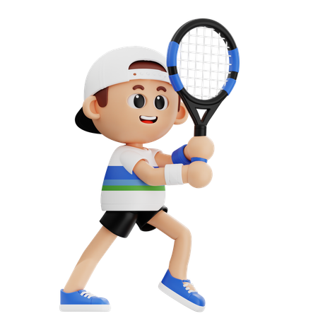 Tennis Player See Ball  3D Illustration