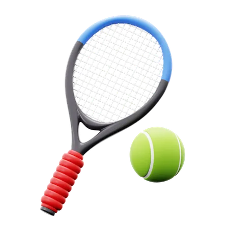 Tennis Ball Racket Sport Play Equipment 3 D Icon Illustration Render Design 3D Icon