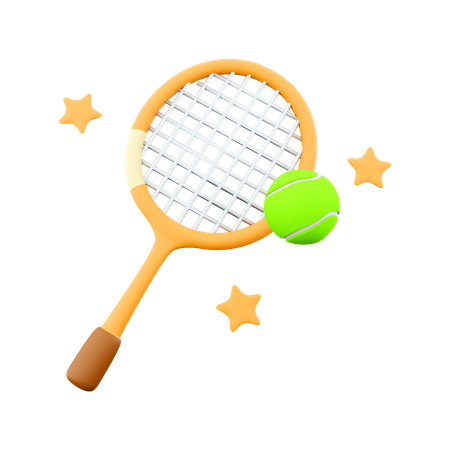 Tennis Racket And Ball  3D Icon