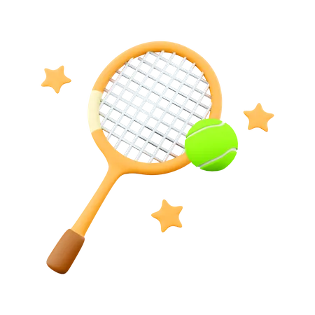 3 D Rendering Tennis Racket And Ball Icon 3 D Render Sports Game With A Small Ball And Racket Icon 3D Icon