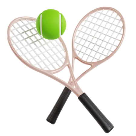 Tennis Rackets and Ball  3D Icon