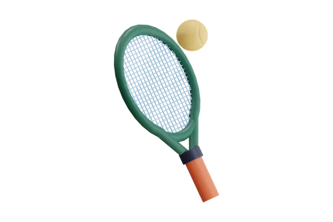 Tennisschläger und Ball  3D Icon