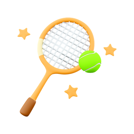 Tennisschläger und Ball  3D Icon