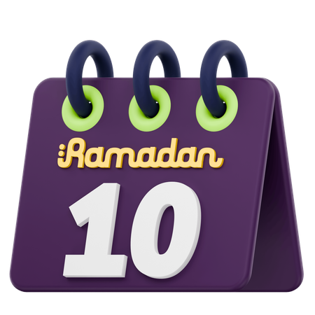 Tenth Day Of Ramadan Calendar Ramadan Celebration  3D Icon