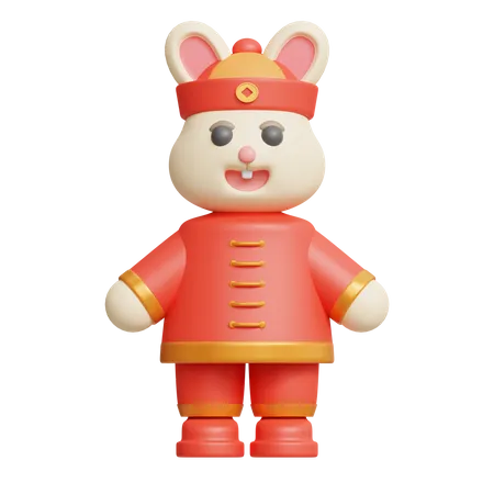 Lapin en tenue chinoise  3D Icon