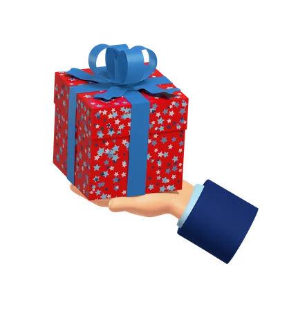 Tenant une boîte cadeau  3D Illustration