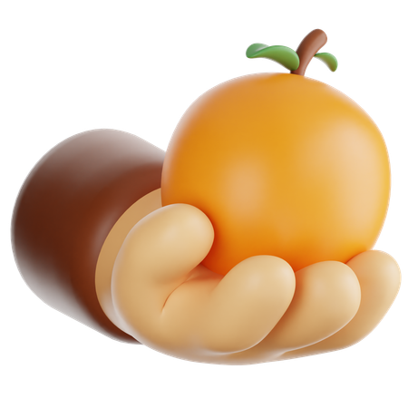 Tenant une orange  3D Icon