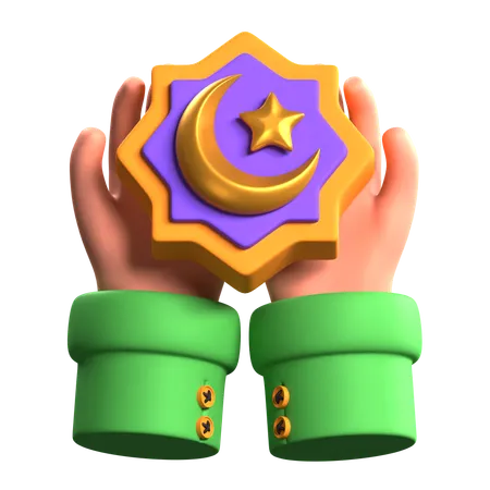 Tenant un ornement islamique  3D Icon