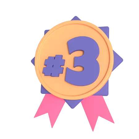 Tercera medalla  3D Illustration