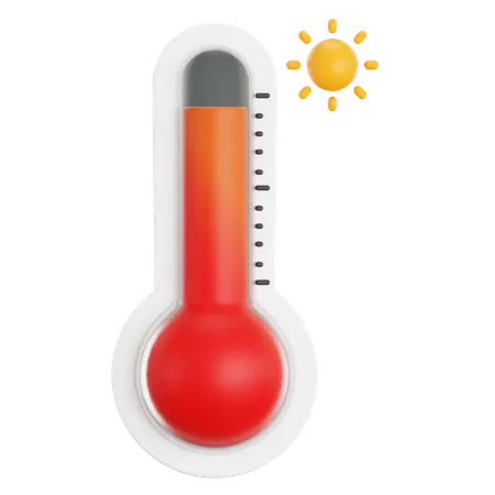 Termometro 3 D Y Simbolo De Fuego Temperatura Alta Concepto De Clima Y Aumento De Temperatura Horario De Verano Icono Aislado En Fondo Transparente 3D Icon