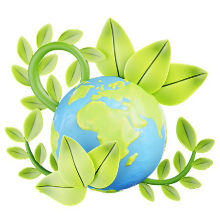 Terra com folhas  3D Icon