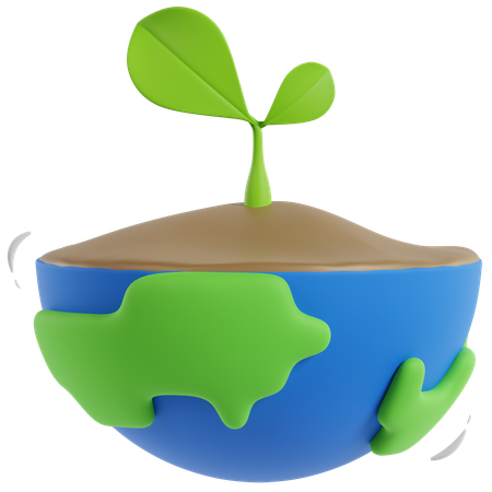 Terra com plantas  3D Icon