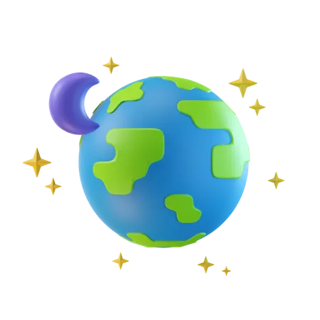 Terra e lua  3D Illustration