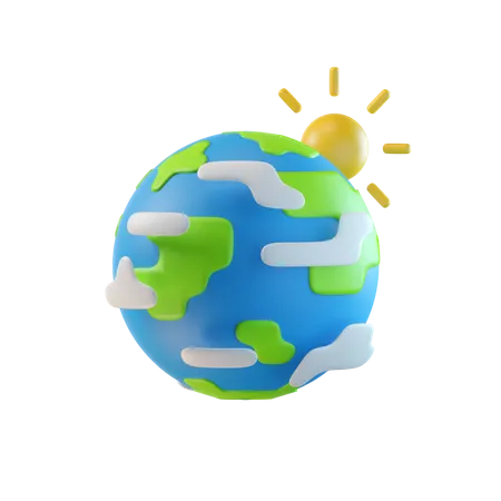 Terra e Sol  3D Illustration