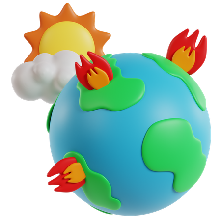 Terra em chamas ecologia em crise  3D Icon