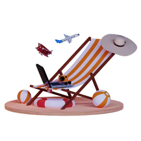 Cubierta de playa  3D Illustration