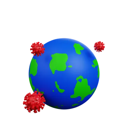 La Terre touchée par la couronne  3D Illustration