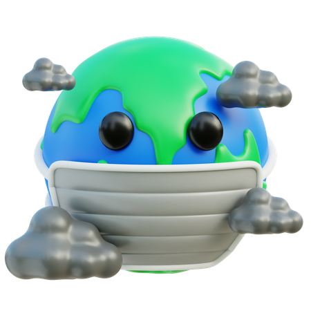 La Terre affligée par la pollution  3D Icon