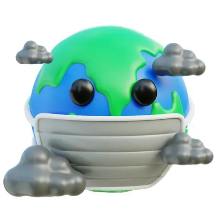 La Terre affligée par la pollution  3D Icon