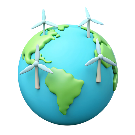 Terre avec des éoliennes  3D Icon