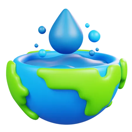 Terre avec goutte d'eau  3D Icon