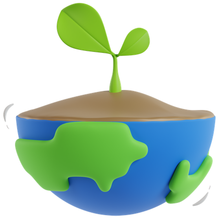 Terre avec des plantes  3D Icon