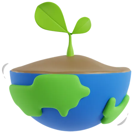 Terre avec des plantes  3D Icon