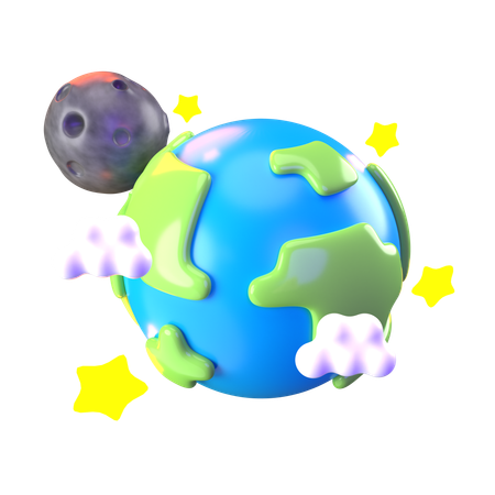 Terre et lune  3D Icon