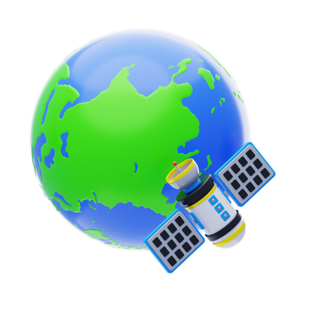 La terre et le satellite  3D Icon