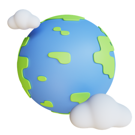 Terre nuageuse  3D Illustration