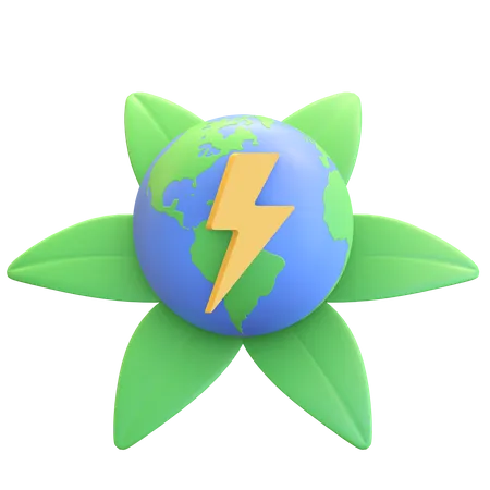 Icone De La Planete Terre Avec Symbole De Puissance Ecologique De Feuille Verte 3D Illustration