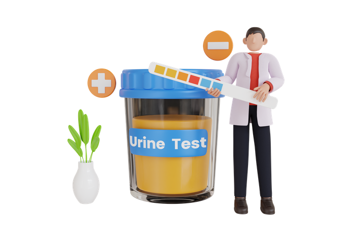 Teste de urina para fins médicos  3D Illustration