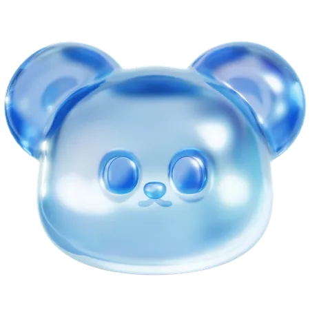 Tête d'ourson en gélatine bleue  3D Icon