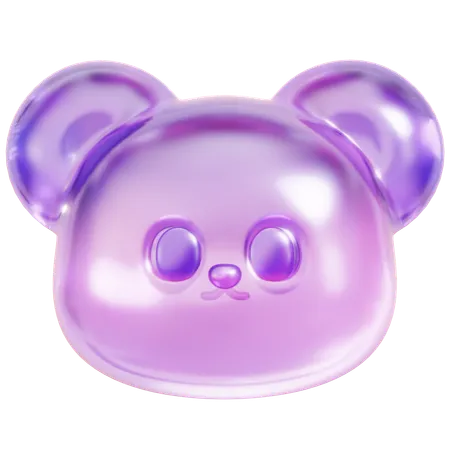 Tête d'ourson en gélatine violette  3D Icon