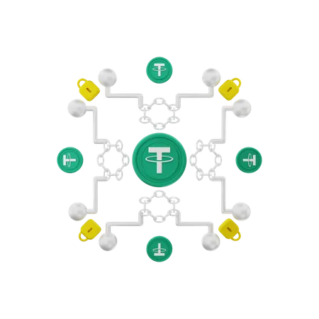 Tether blockchain  3D Illustration