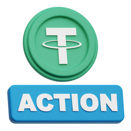 Tether Coin action  3D Icon