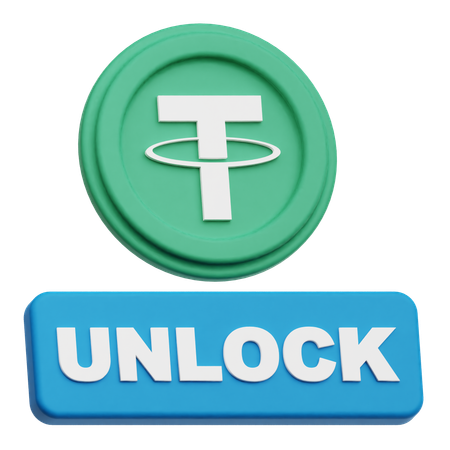Tether Coin unlock  3D Icon