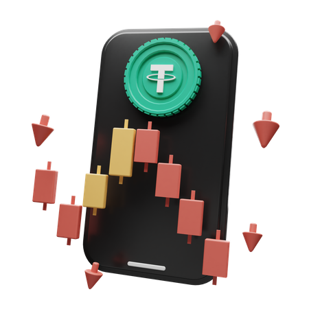 Tether Crypto App  3D Illustration