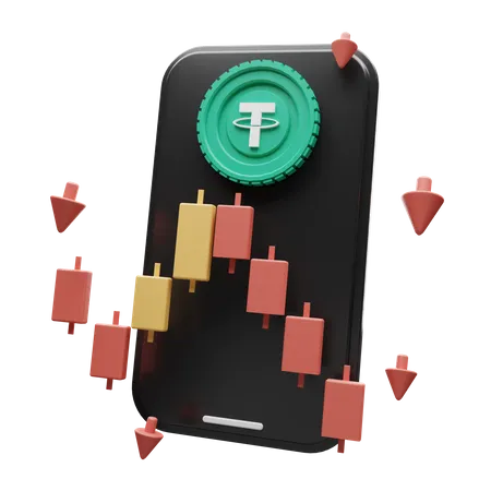 Tether Crypto App  3D Illustration