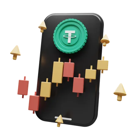 A Clean Tether Coin App With A Positive Chart 3D Illustration