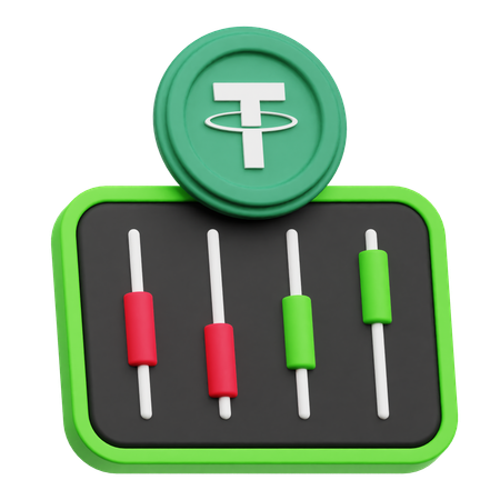 Tether Crypto Coin analysis  3D Icon