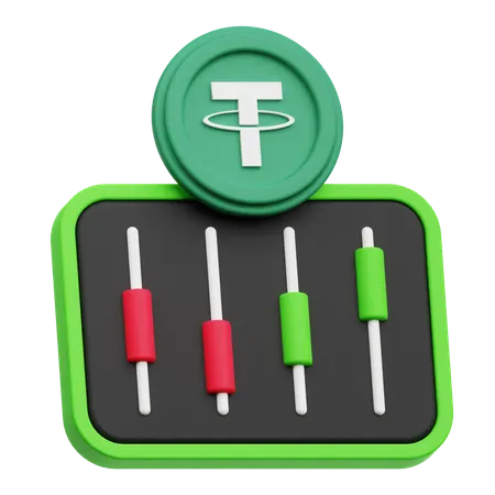 Tether Crypto Coin analysis  3D Icon