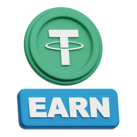 Tether Crypto Coin earn  3D Icon