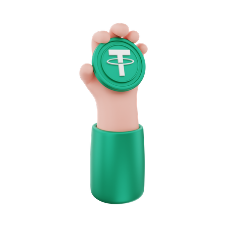 Tether crypto coin holding  3D Icon
