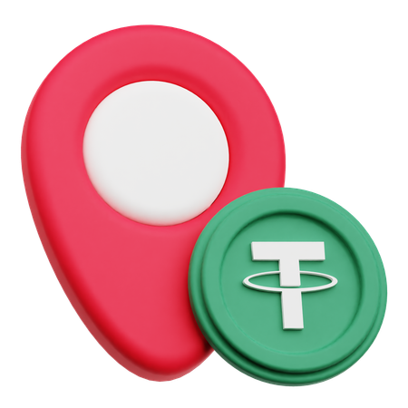 Tether Crypto Coin location  3D Icon