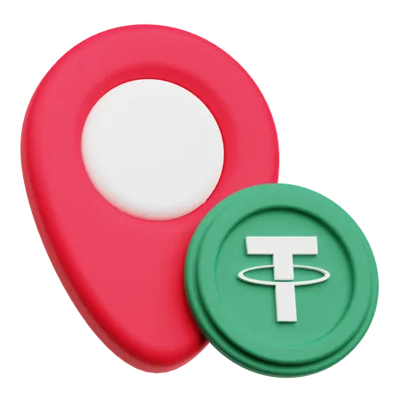 Tether Crypto Coin location  3D Icon